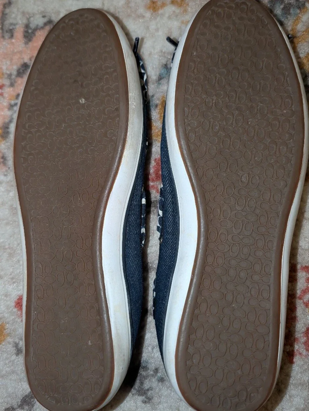 Coach Women's 10 Navy Signature Bow Ballet Flats Gossip Girl Blair Waldorf